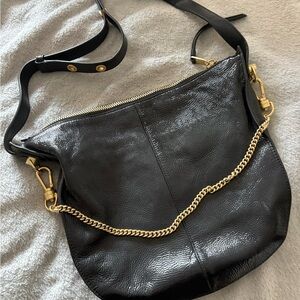 All Saints Black Crossbody Bag with Gold Chain